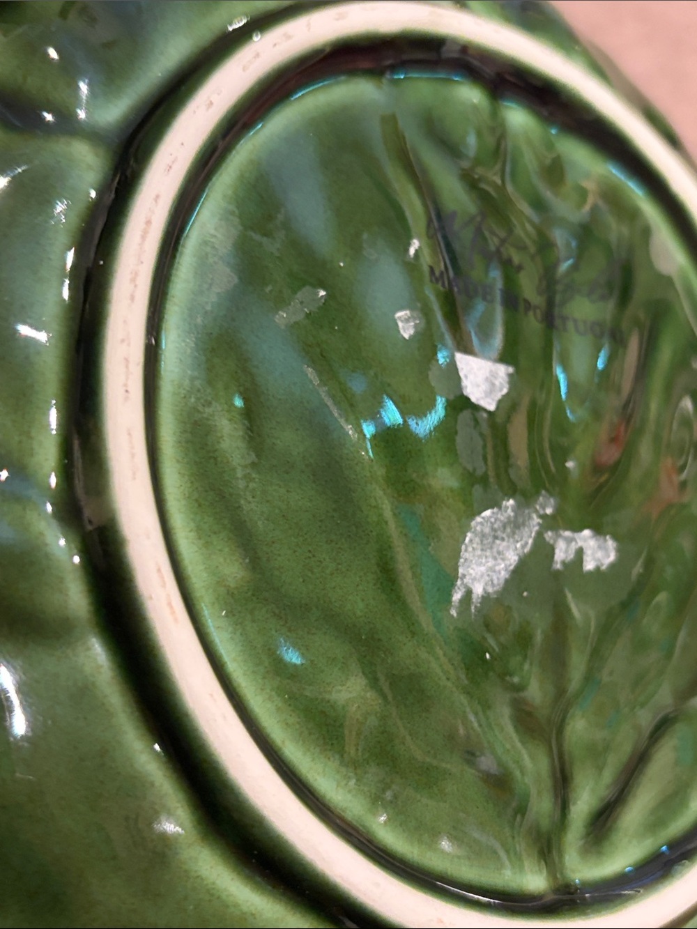 Matias Belo Green Cabbage Plates Hand Painted Made in Portugal, Two Dishes - Picture 12 of 12